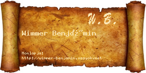 Wimmer Benjámin névjegykártya